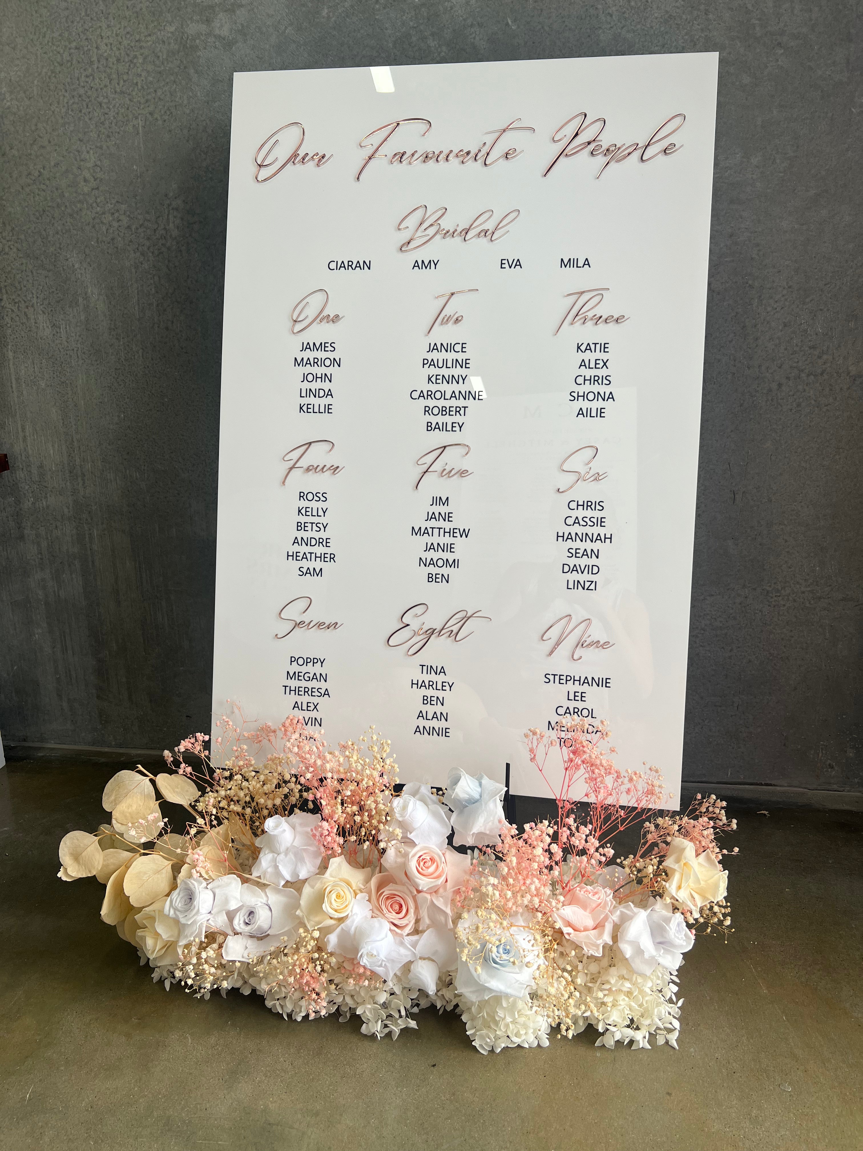 Rectangle Seating Chart with 3D headings