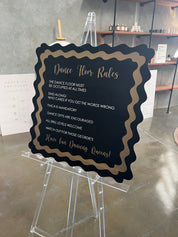 Dance floor rules sign