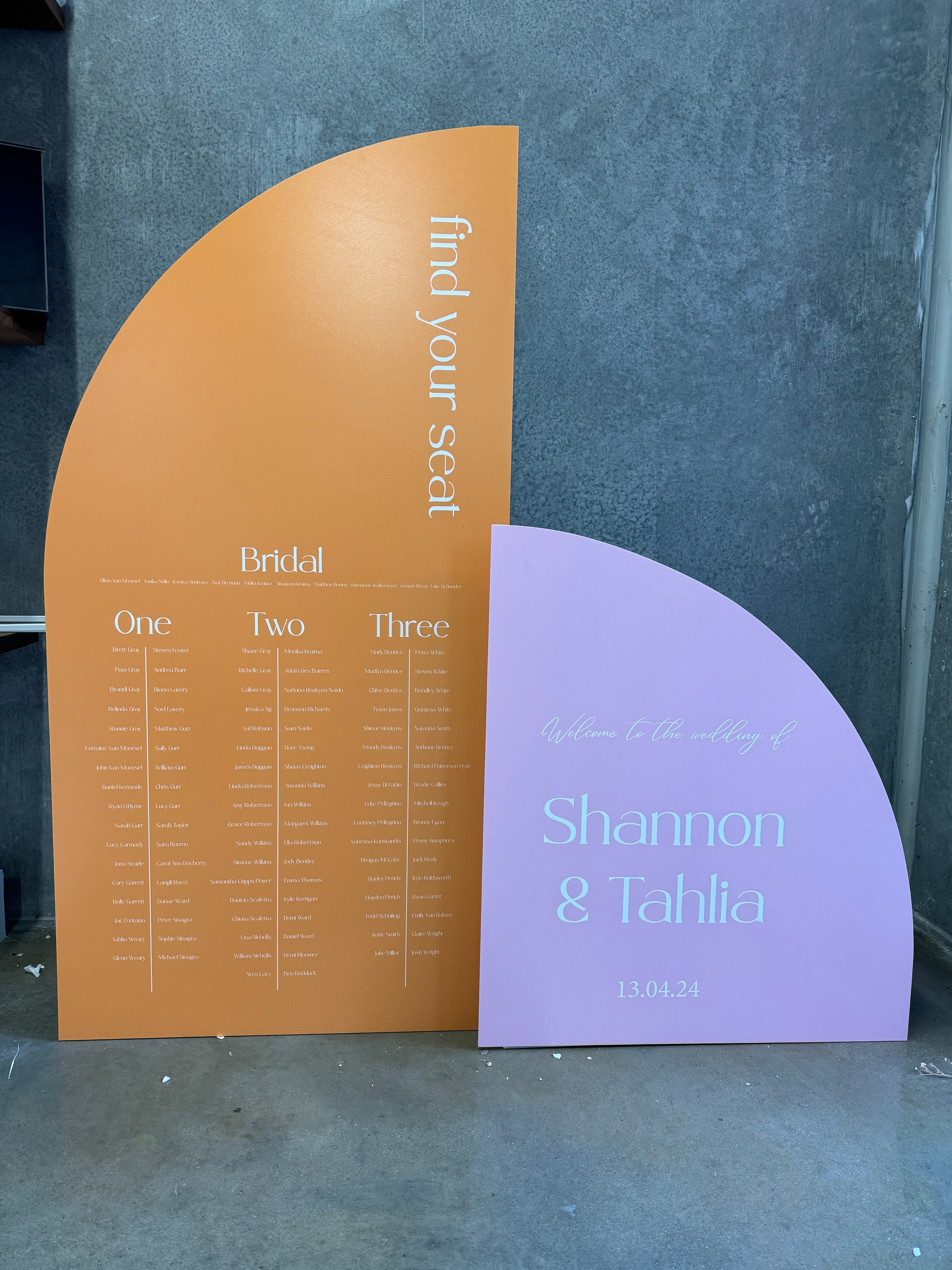 Double freestanding PVC sign Welcome and seating chart