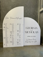 Double freestanding PVC sign Welcome and seating chart