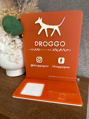 Business sign with Apple Pay and business card holder