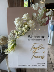 Flower box welcome sign