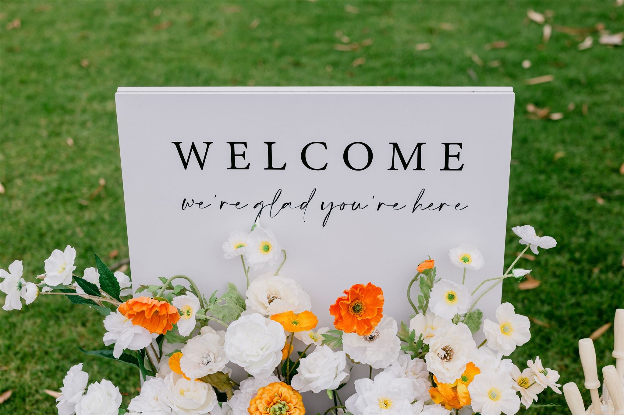 Flower box welcome sign