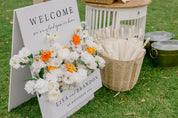 Flower box welcome sign