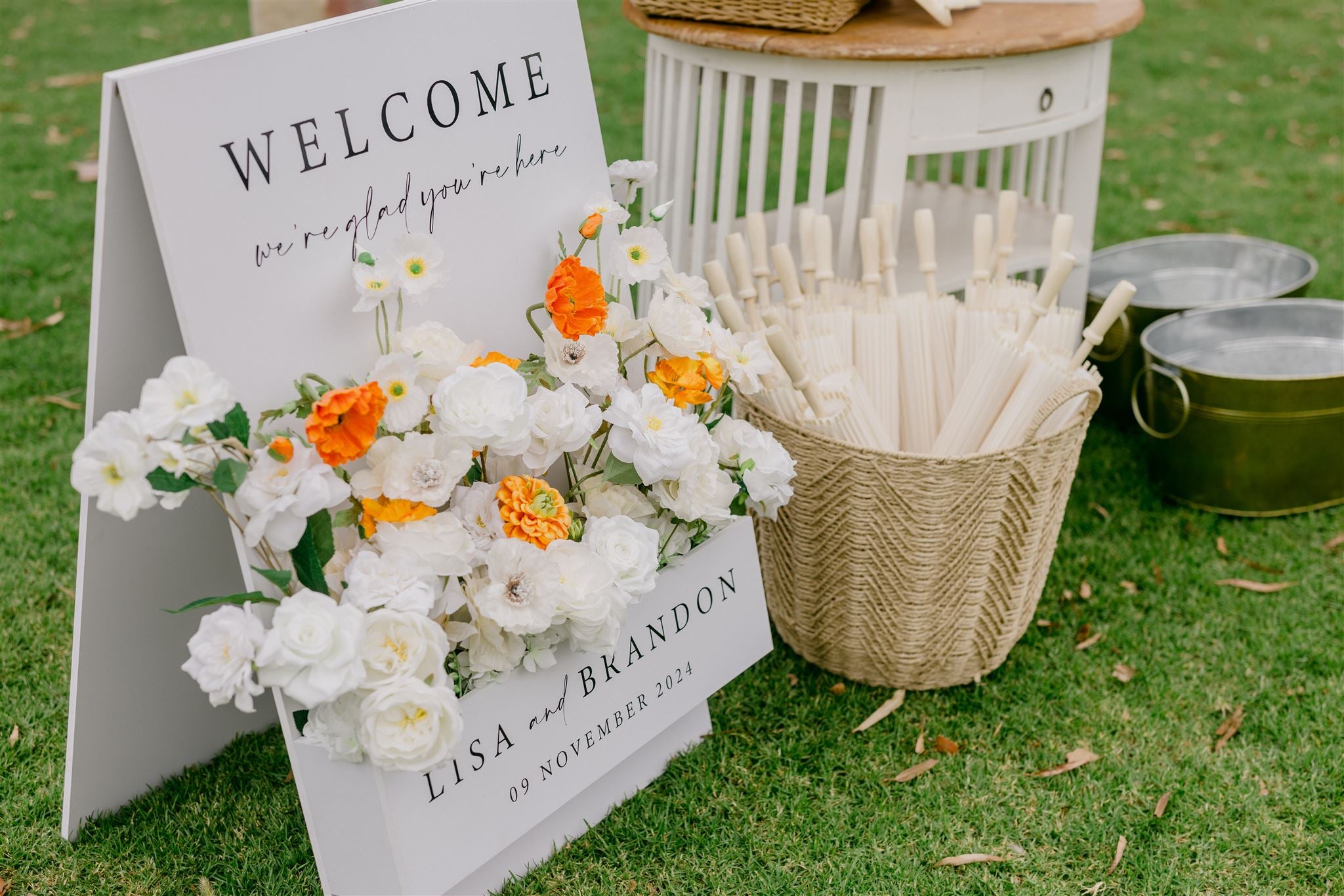Flower box welcome sign
