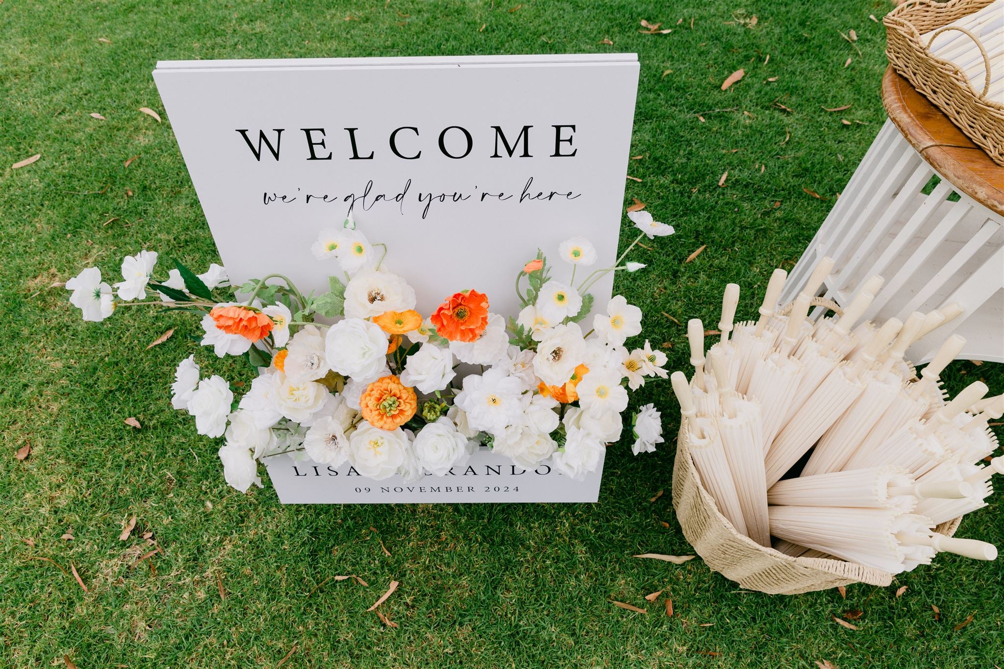 Flower box welcome sign