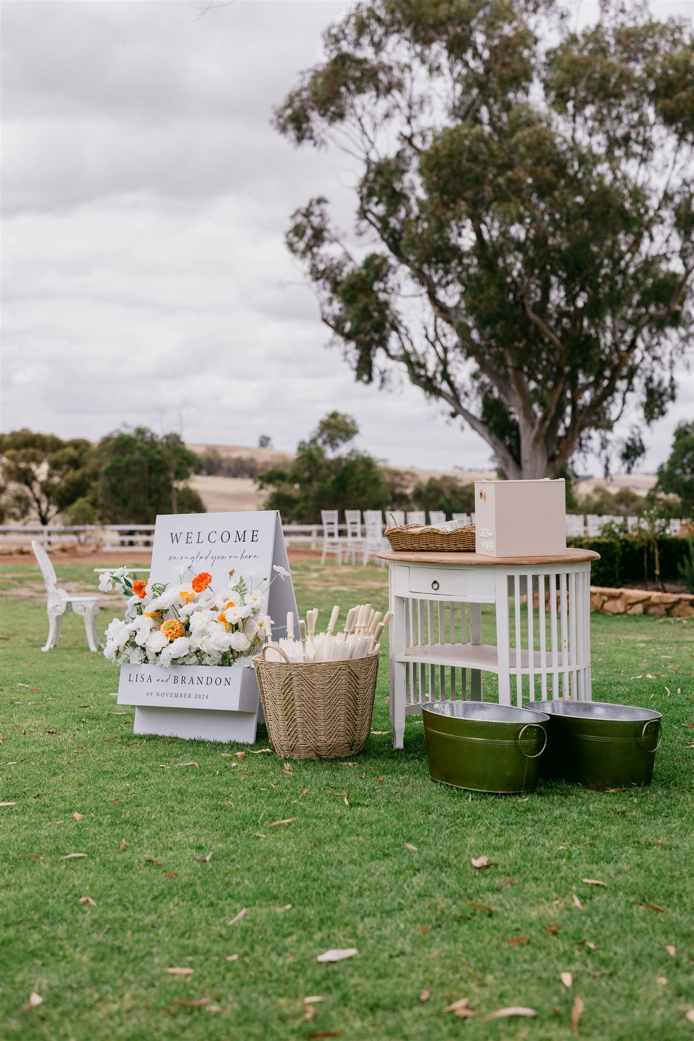 Flower box welcome sign