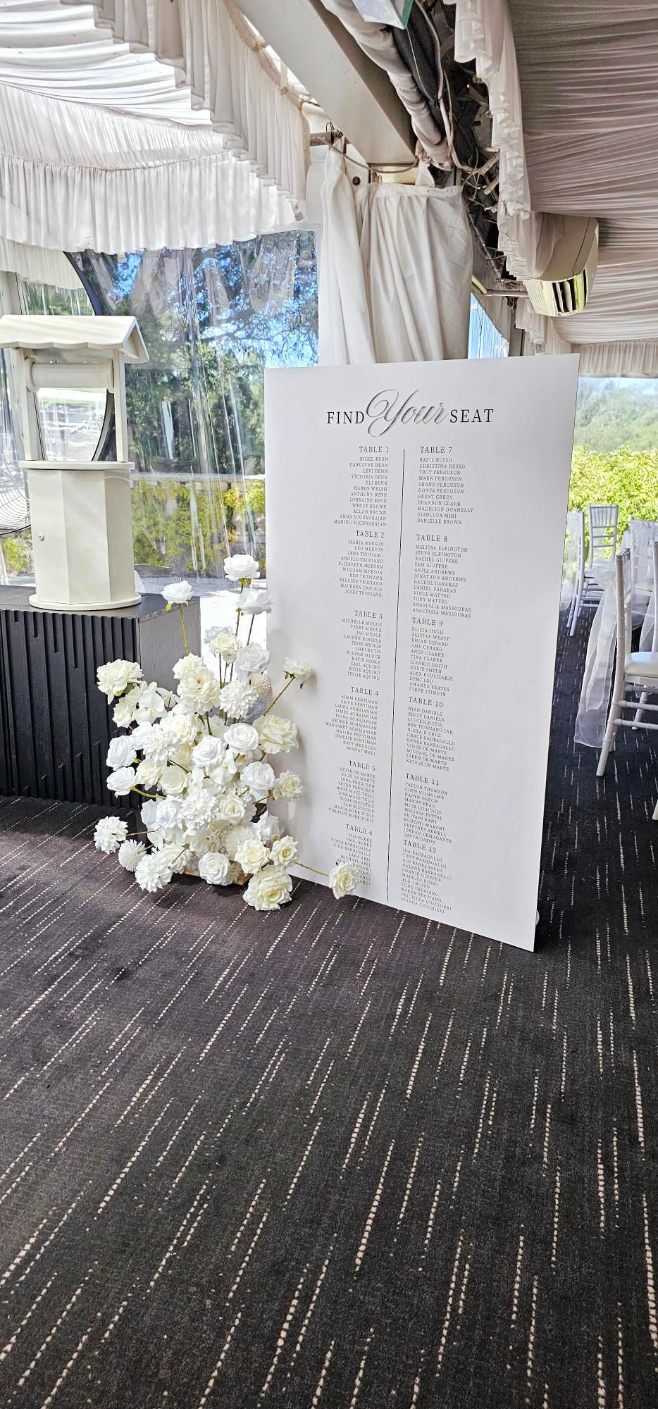 Large Foam freestanding seating chart