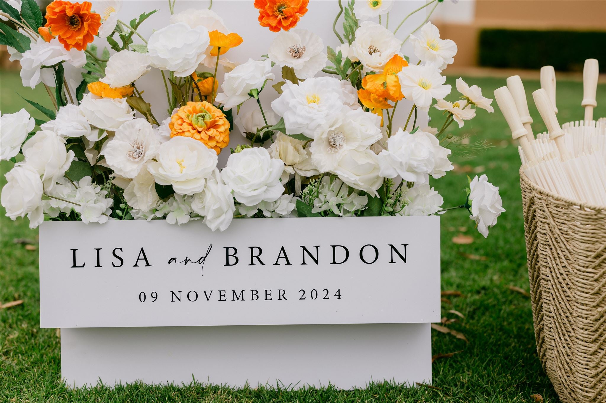 Flower box welcome sign