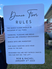Dance floor rules sign