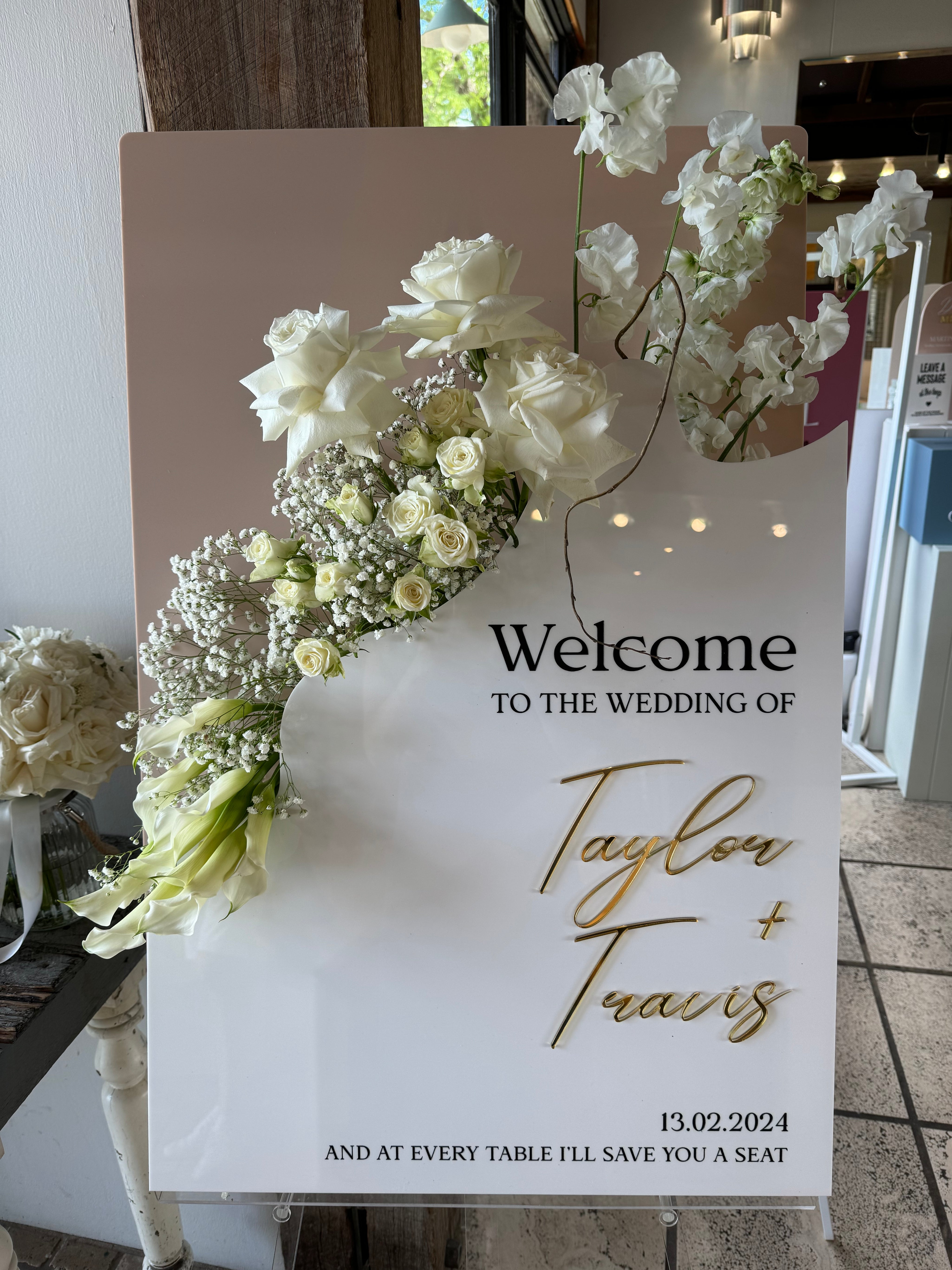 Flower box welcome sign