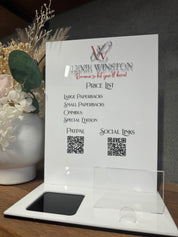 Business sign with Apple Pay and business card holder