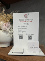 Business sign with Apple Pay and business card holder