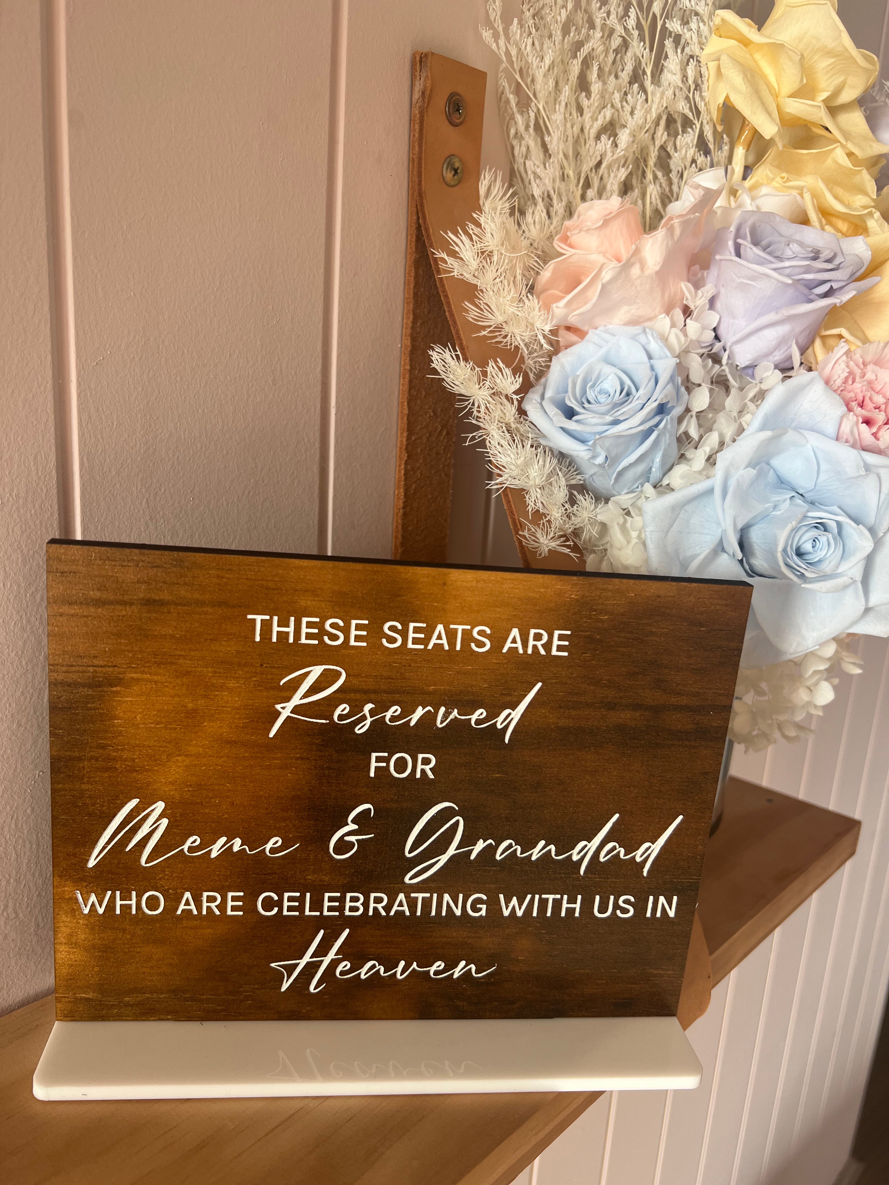 Reserved seating sign